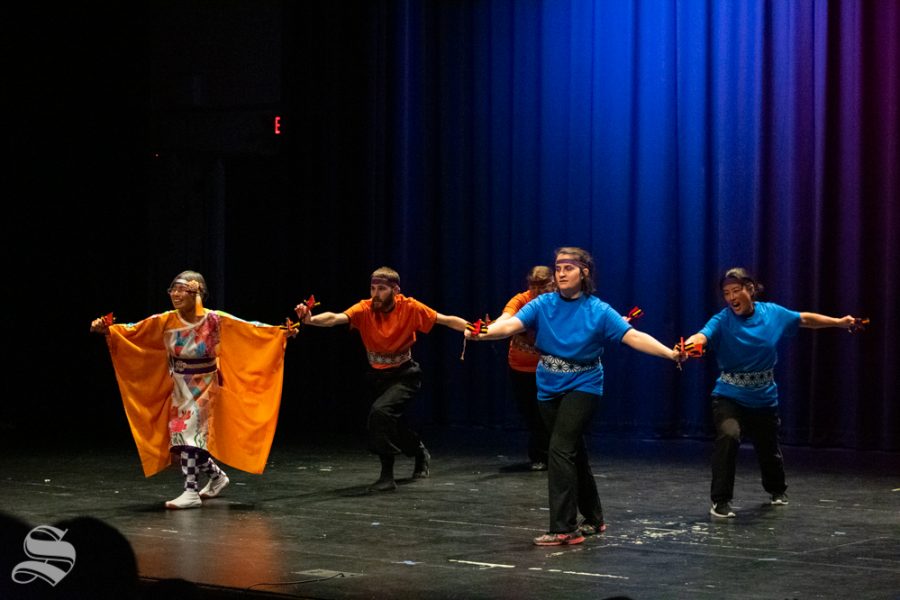 Kansas State Universitys Yosakoi Dancers perform during Yokoso: Japanese Culture Night on Friday, Nov. 1 at the CAC Theater.