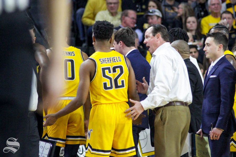 Wichita+State+head+coach+Gregg+Marshall+yells+at+freshman+Grant+Sherfield+during+the+game+against+Houston+on+Saturday+inside+Charles+Koch+Arena.