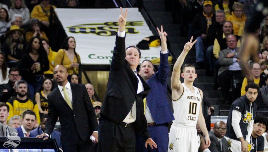 Wichita State Head Coach Gregg Marshall calls a play during the second half of the game against Cincinnati on Feb. 6 inside Charles Koch Arena.