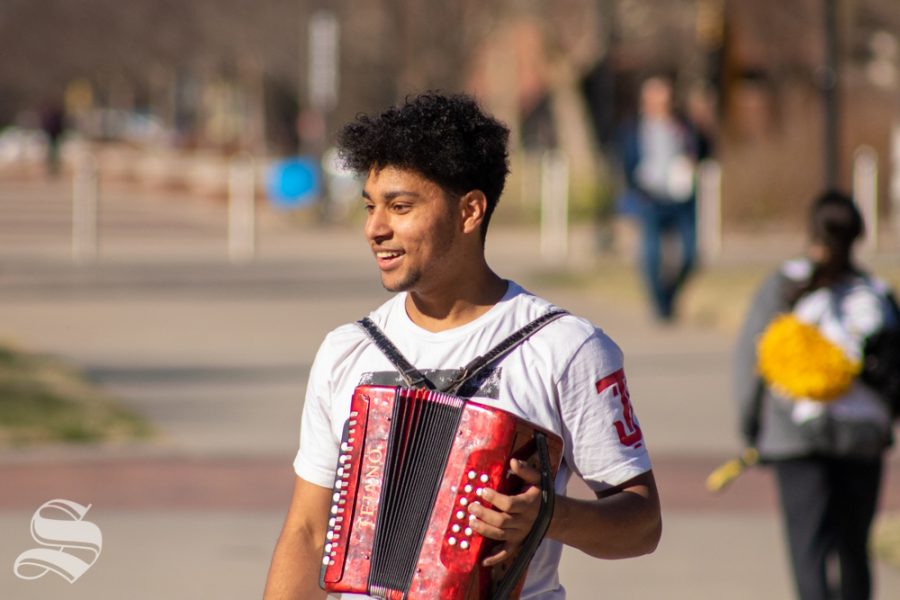 Senior Juan Chandler says that he roller skates around campus while playing the according because people need to have fun around here. All people do is sit in their dorm room and watch Netflix. He also sells $3 burritos. 