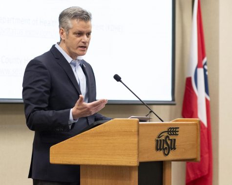 Provost Rick Muma speaks during the last weekly briefing of the semester at the Rhatigan Student Center on Thursday, March 19, 2020.