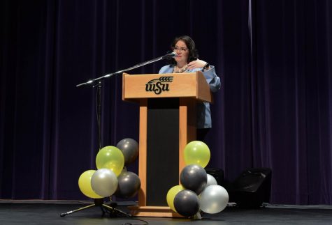 Kansas Secretary of Labor Delia Garcia shares her story and answers questions Thursday at the CAC Theater for Women in the Workplace.