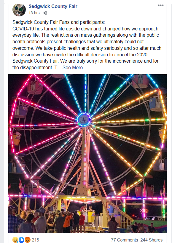 Screenshot of the Sedgwick County Fairs Facebook post