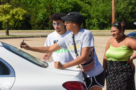 Before the Black Lives Matter rally on campus on Friday, students met at the Hughes Metroplex for a cruise along a designated route back to the Rhatigan Student Center.