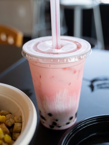 Strawberry boba tea is Columnist Kamilah Gumbs' recommended drink at Journey East Asia Grill. The Asian restaurant is located in Braeburn Square on Wichita State's main campus.