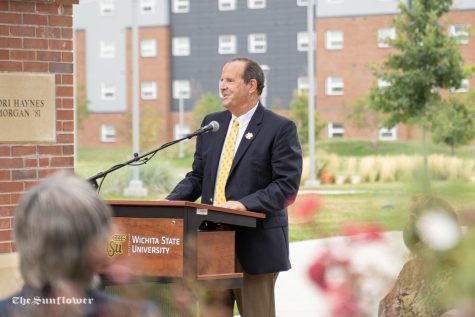 President Jay Golden speaks at the press conference hosted by WSU Foundation. The press conference was held at Marcus Welcome Center on Aug 31, 2020.