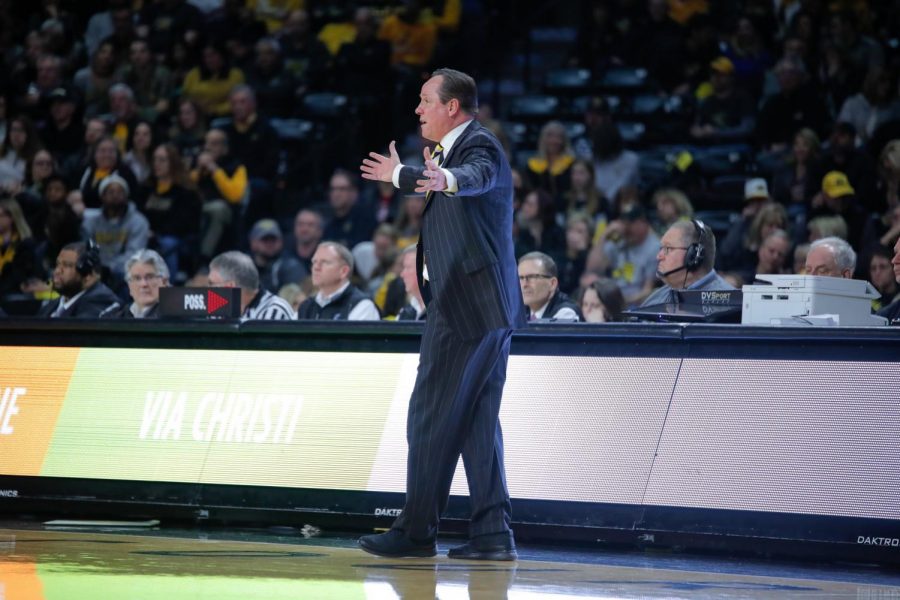 Wichita State coach Gregg Marshall looks in awe during the first half of the game against Tulane on Feb. 9, 2019 at Charles Koch Arena.