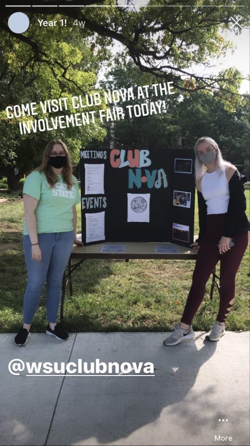 Members of Club Nova at the Involvement Fair in front of the Rhatigan Student Center.