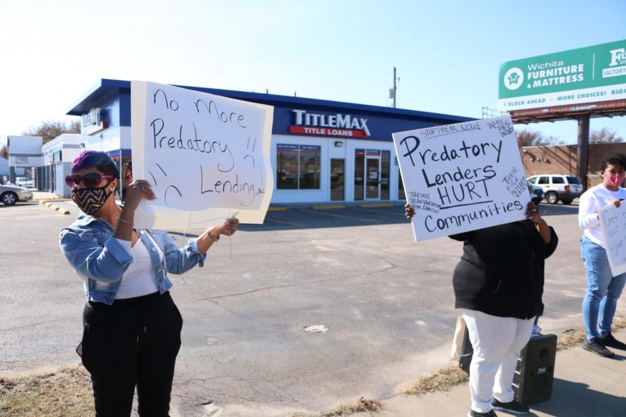Wichita citizens and Wichita State students were protesting TitleMax and other loan businesses  from entering their community and preying on low income communities on Nov. 7.