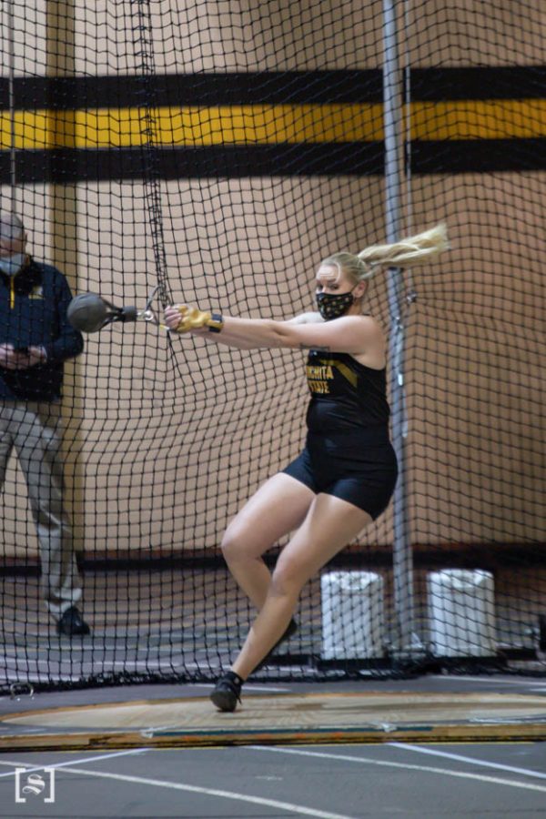 Wichita State Jocelen Ruth competes in weight throw during the invitational for track and field at Wichita State on Jan. 29.