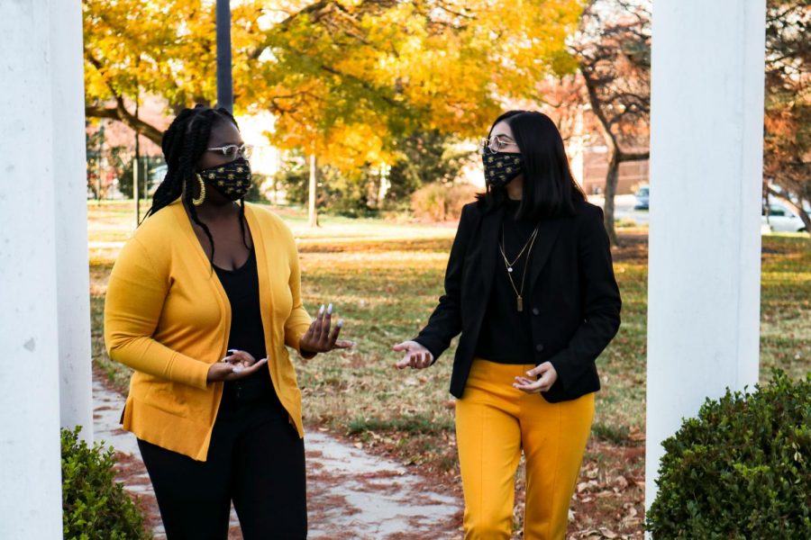 Kamilah Gumbs (left) and Rija Khan (right) announced their student government campaign Monday.