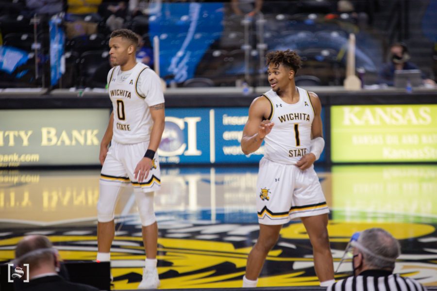 Wichita State sophomore Tyson Etienne looks at the bench during the game against Houston at Charles Koch Arena on Feb. 18.