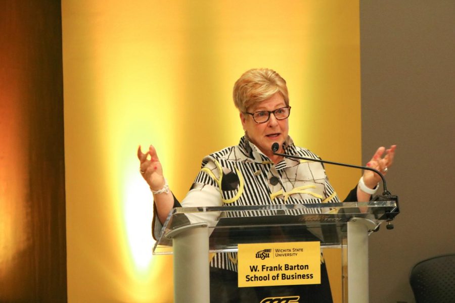 Wichita State Tech President, Sheree Utash announces a new scholarship the school of business is offering at WSU tech on July 14.