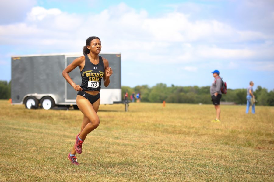 Wichita State senior Yazmine Wright races during the JK Gold Classic on Sept. 4 at the 4 Mile Creek Resort.