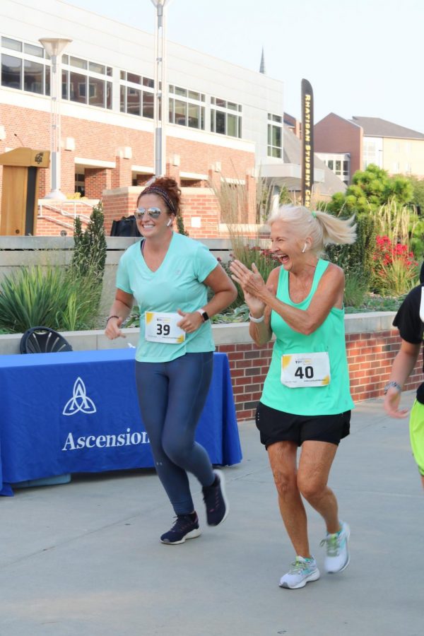 Lots of smiling runners participating in the Suspenders4Hope  run/walk event at the Wichita State Student Rhatigan Student Center on Sept 11.