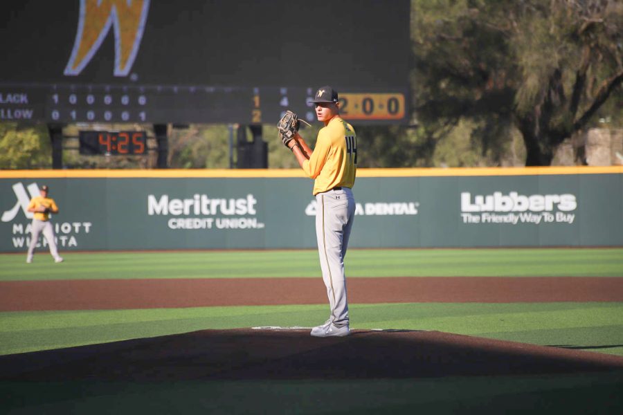 Junior L.J. McDonough prepares to throw a pitch during game two Fall World Series on Oct. 9 at Eck Stadium.