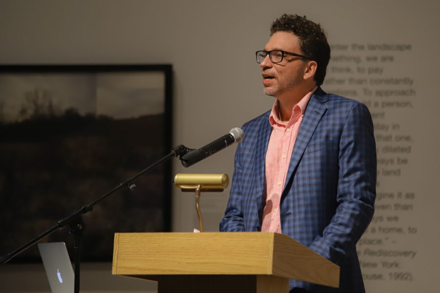Sam Taylor, author of Book of Fools, speaks about the meaning behind his poems on Oct. 19 inside the Ulrich Museum.
