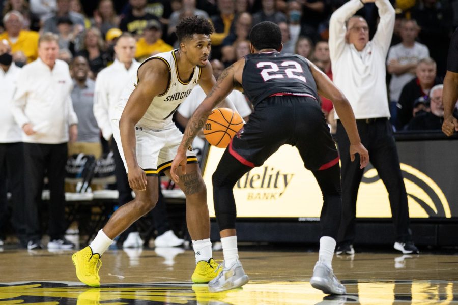 Tyson Etienne looks to attack during the final possession against Jacksonville State on Nov. 9 inside Charles Koch Arena.