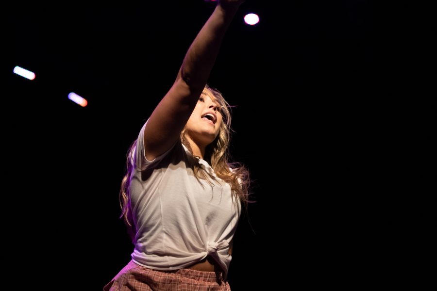 Payton Dill of Gamma Phi Beta sorority performs during Songfest on Nov 7 at the Orpheum Theatre.