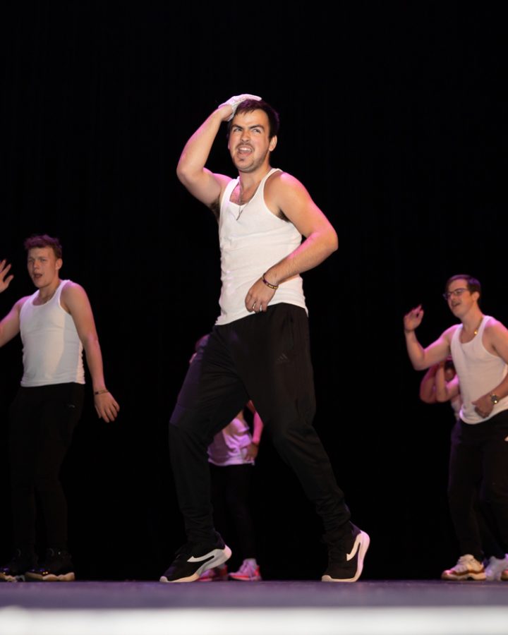 A member of Sigma Alpha Epsilon performs during Songfest on Nov 7 at the Orpheum Theatre.