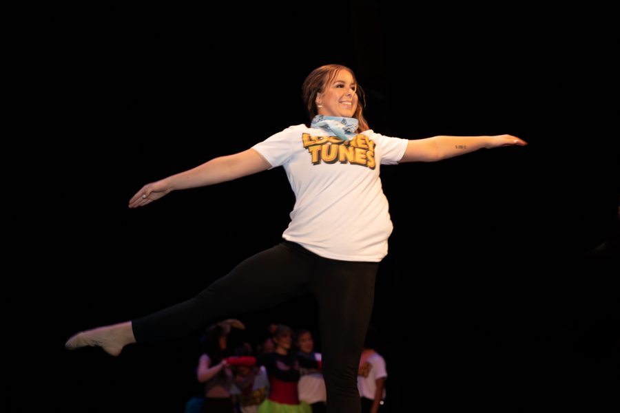 Britney Gowan of Alpha Phi sorority performs during Songfest on Nov 7 at the Orpheum Theatre.