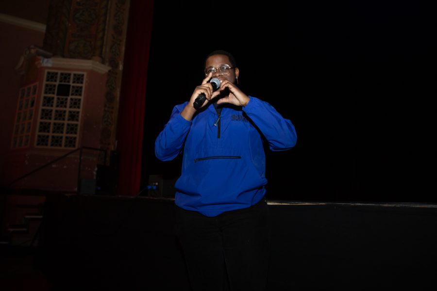 Brian Harris of Phi Beta Sigma fraternity hosts Songfest 2021. The event was held at the Orpheum Theatre on Nov 7.