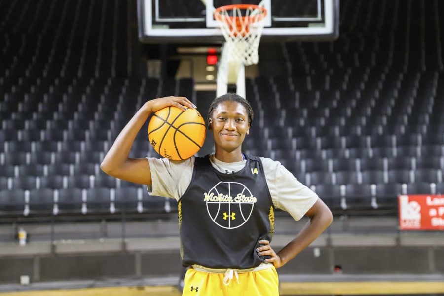 Freshman Carla Budane poses for a photo during media day on Oct. 13 inside Charles Koch Arena.