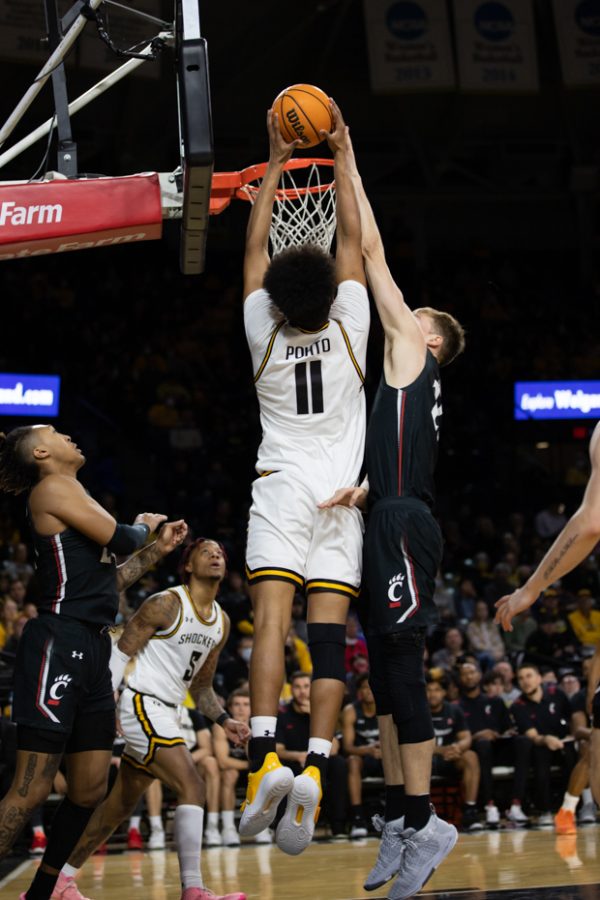 Freshman Kenny Pohto goes up for a dunk on Cincinnati on Jan. 16.