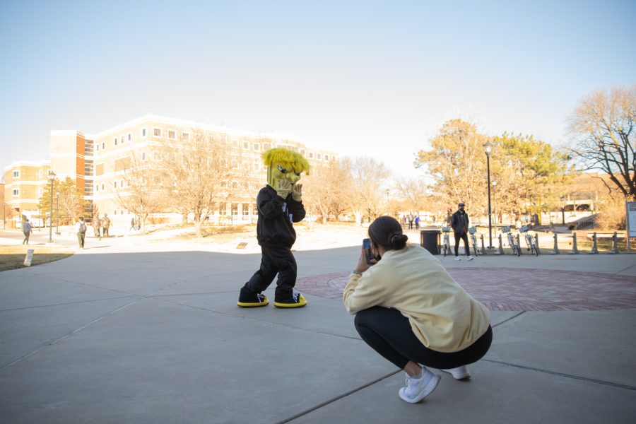 Social Media Intern for the Office of Admissions Destanee Brigman-Reed records WuShock for the WSU Tik Tok page on Jan. 24. Brigman-Reed took charge of most of the filming and content on the page.