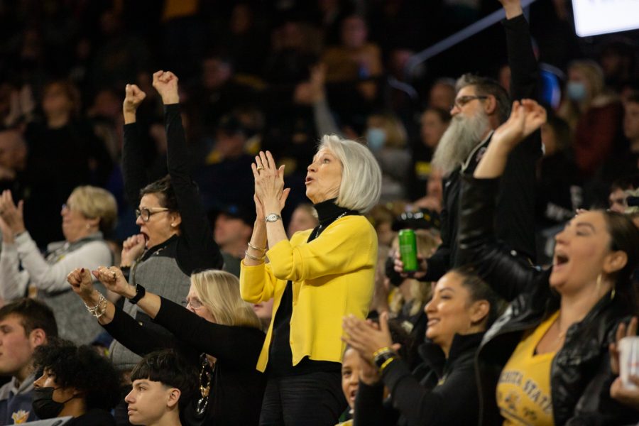 During the final five minutes of the game against Tulane on Jan. 12, Shocker fans cheer on the mens basketball team. Tulane narrowly upset Wichita State, 68-67.