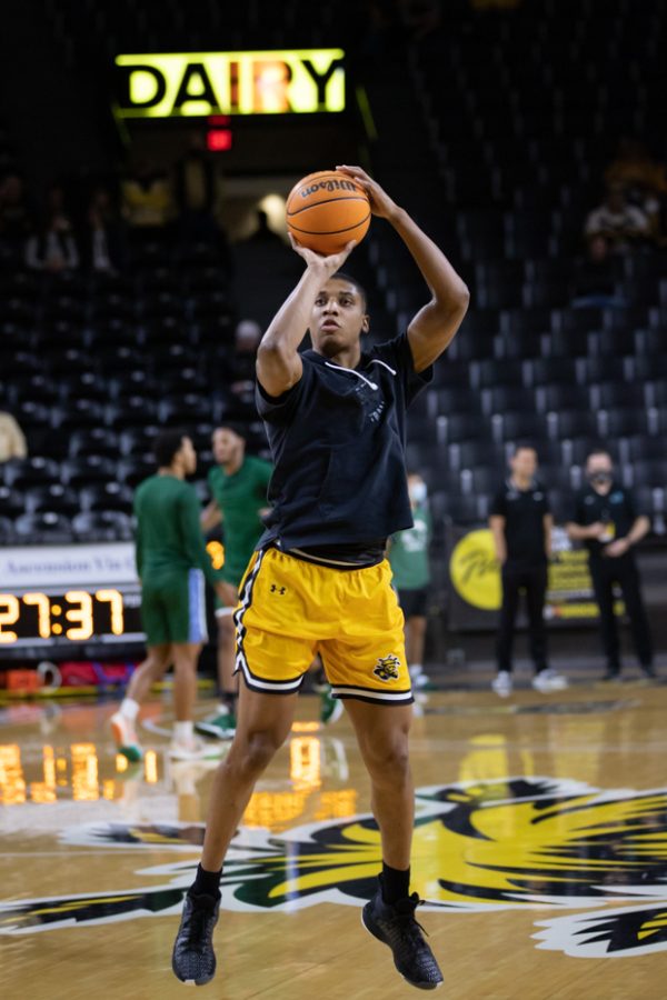 On Jan. 12, junior Joe Pleasant warms up for the game against Tulane in Koch Arena.