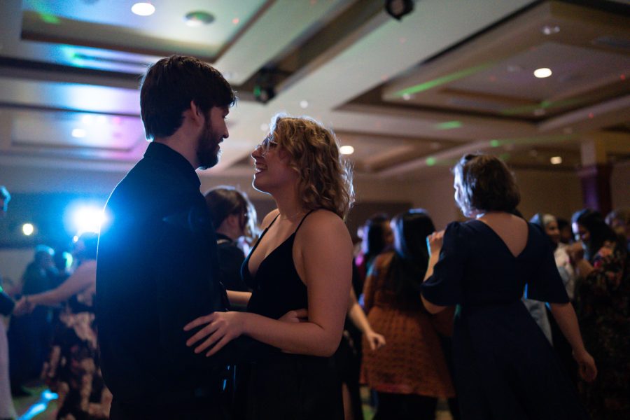 Allison Campbell dances with her partner during Fairmount Formal. The event was hosted by SAC on Feb 19 at the RSC.