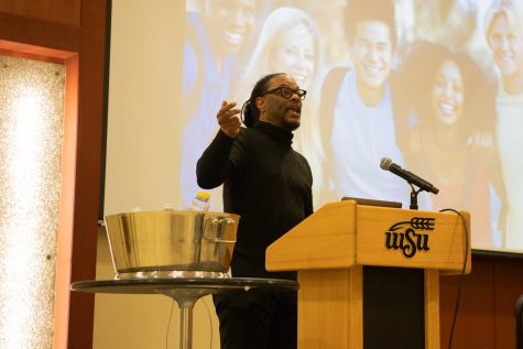 Lawrence Ross, author, historian and activist, speaks to students, staff and public figures about the nature of racism and discrimination on college campuses on Feb. 10th, 2022 at the Rhatigan Student Center.