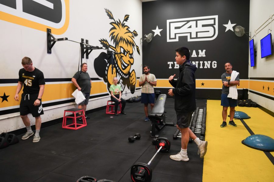 Victor Nguyen Instructs the class at F45 on March 22nd at Heskett Center.