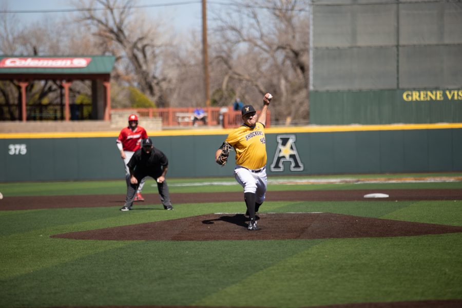 Payton Tolle throws a pitch during WSU's game against New Mexico on March 19 inside Eck Stadium.