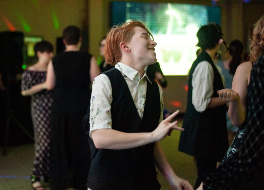 Ollie McCoy dances during the Pride Prom event hosted by ODI and Spectrum on April 22 in the RSC.