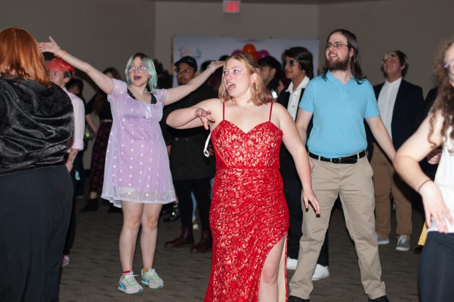 During Y.M.C.A. by Village People, students and their guests dance at Pride Prom, an event hosted and sponsored by ODI and Spectrum.