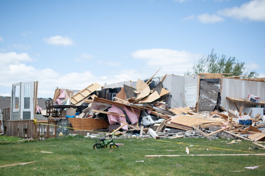 A home stands in ruin after the devasting Andover tornado on April 29. Much of the neighborhood near the Dr. Jim Farha Andover YMCA faced complete or partial destruction due to the tornado.