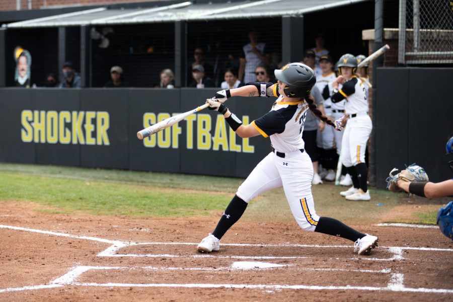 Junior Sydney McKinney bats against Tulsa on Apr. 3 in Wilkins Stadium. McKinney finished the the day with one hit and one run.