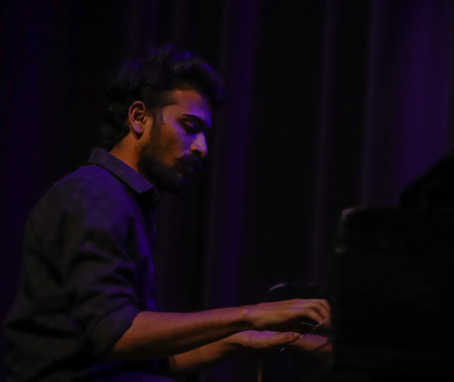 Rohit Rameshwaram preformed a piano piece during the Hippodrome set up by Student Activities Council on April 8.