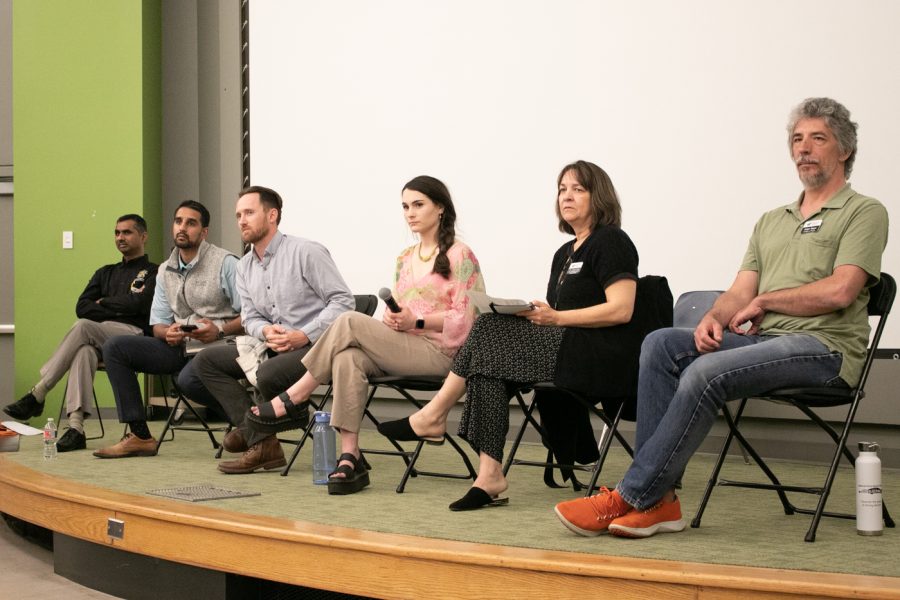 A panel held on Earth Day to discuss sustainability at WSU on April 22, 2022 in room 208 of Hubbard Hall.