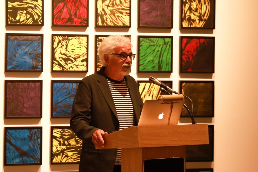 The Ulrich Museum of Art welcomed California-based printmaking and narrative artist, Jos Sances on April 26.