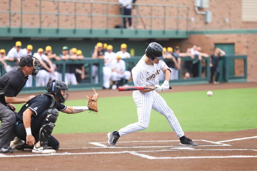 Freshman Jordan Rogers takes a swing during a game against Central Florida on April 23 at Eck Stadium.
