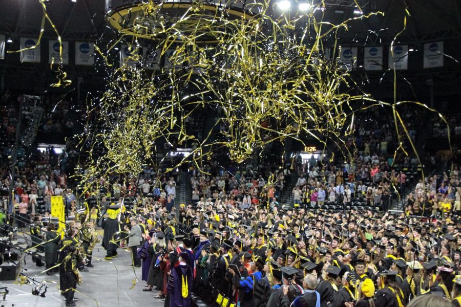 Students, family and friends celebrate the Spring Commencement Ceremony on May 14, 2022 at Charles Koch Arena.