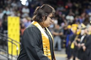 Olivia Gallegos at the first spring commencement graduation ceremony on May 14, 2022.