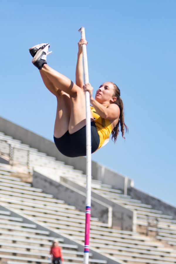 Senior Alyssa Wheeler competing in the Womens Pole Vault on May 14 in AAC Championship.