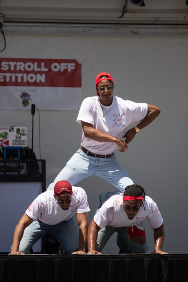 Kappa Alpha Psi members perform during the Stroll Off Competition during Riverfest on June 5.
