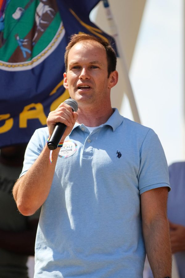 Mayor of Wichita Brandon Whipple gives a speech to the audience at the Unity March and Family Picnic on June 25.