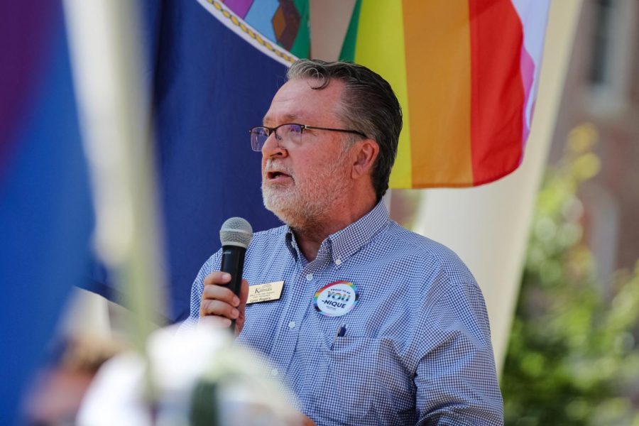 Kansas State Treasurer Lynn Rogers gives a speech to the audience at the Unity March and Family Picnic celebration on June 25, 2022.