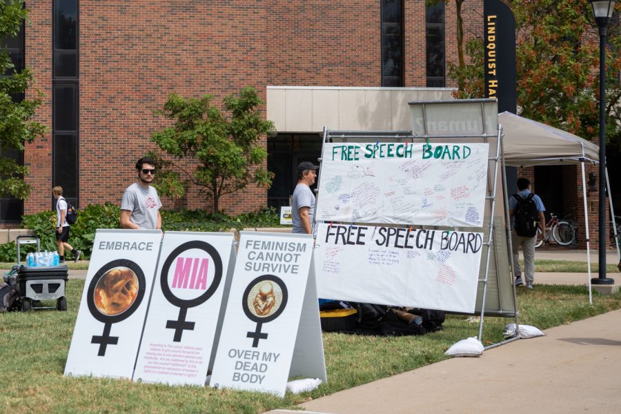 A pro-life group organizes on the WSU campus to try and inform WSU students.
